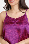 Zivame Primrose Woven Pyjama Set - Dark Purple — thumbnail 5